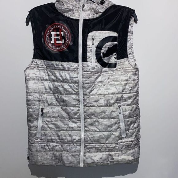 ECKO Unlimited Men's Black & Gray Zip Up Sleeveless Hoodie Vest Size S - Picture 1 of 11